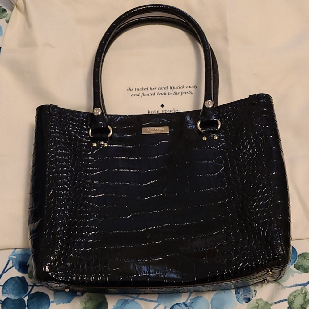 Kate spade, Black faux crocodile skin, 12" x 9"